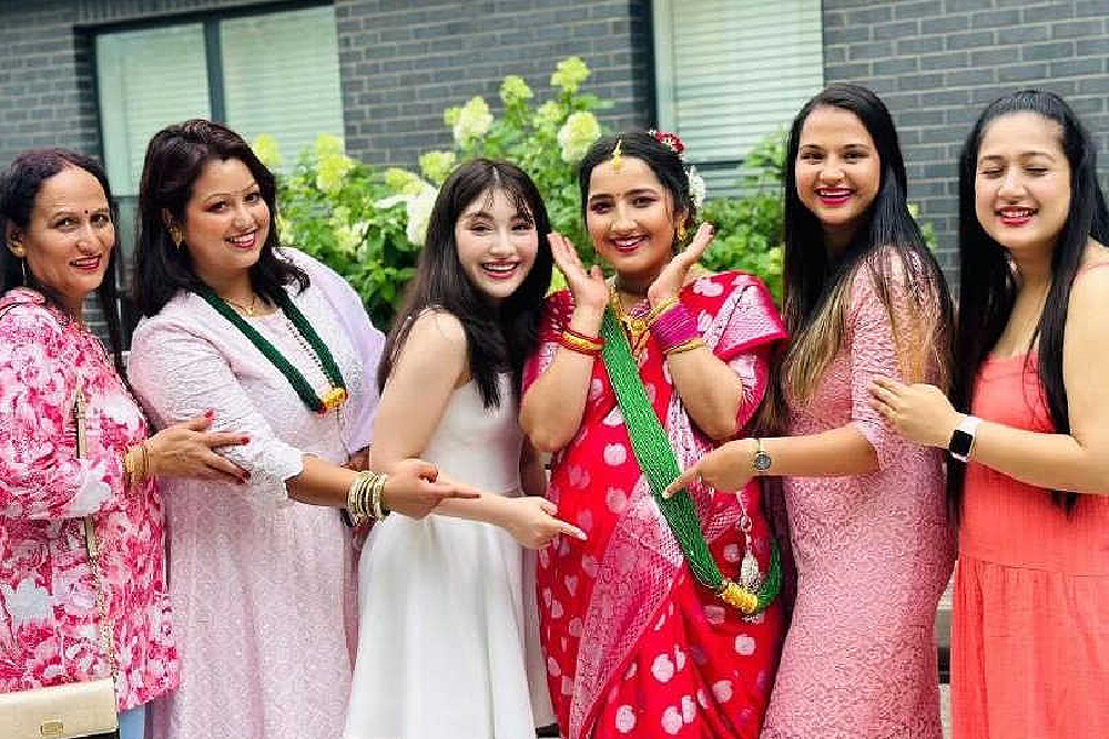 Mamta Kafle Bhatt with coworkers